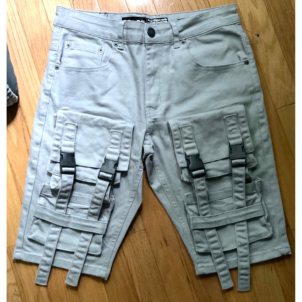GRAYMENS MILITARY PARACHUTE CARGO SHORTS Sz 30 Slim POCKETS BUCKLE CANVAS STRAPS